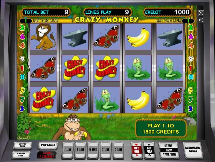 Игровой автомат Крейзи Манки Crazy Monkey играть бесплатно онлайн.
