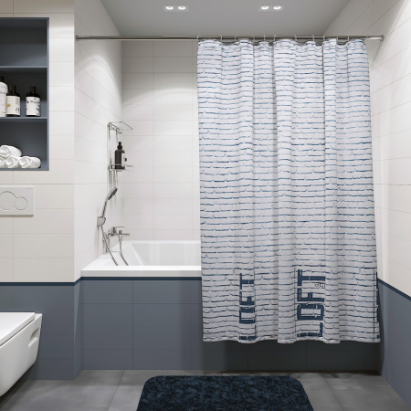 Шторка для ванной комнаты, кирпич, LOFT 180х180 + набор колец