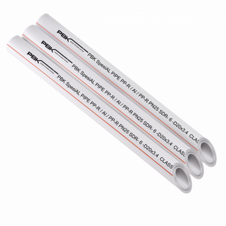 Труба армированная ALUMINIUM, SDR 6 PN25, ø 32х5,4 мм (40) ШТАНГА 2 МЕТРА (РВК), 2м БЕЛАЯ