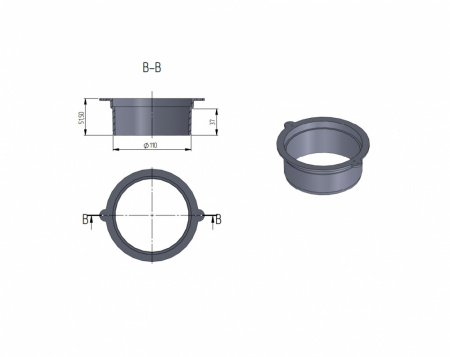 Патрубок DN 110 (для низкопрофильных лотков DN100 и DN150)