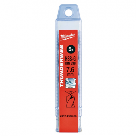 Сверло по металлу Milwaukee Thunderweb HSS-G 7.6 x 117 мм (5шт) 4932459866
