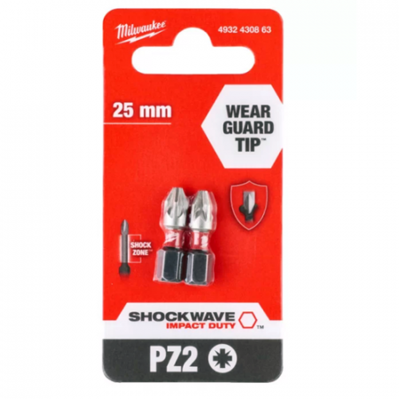 Биты Milwaukee SHOCKWAVE IMPACT DUTY PZ2 25мм (2шт) 4932430863