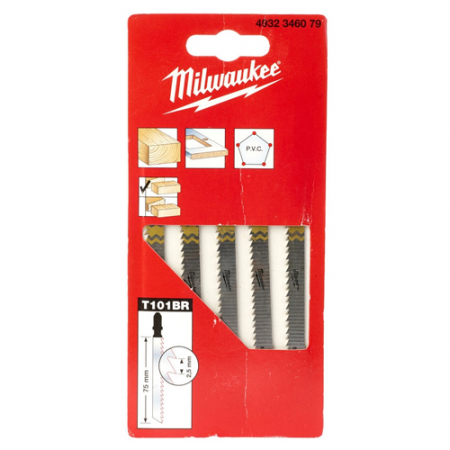 Полотно для лобзика для ламинированных мат. Milwaukee JigBl T101BR 75 мм/2.5 мм (5шт) 4932346079